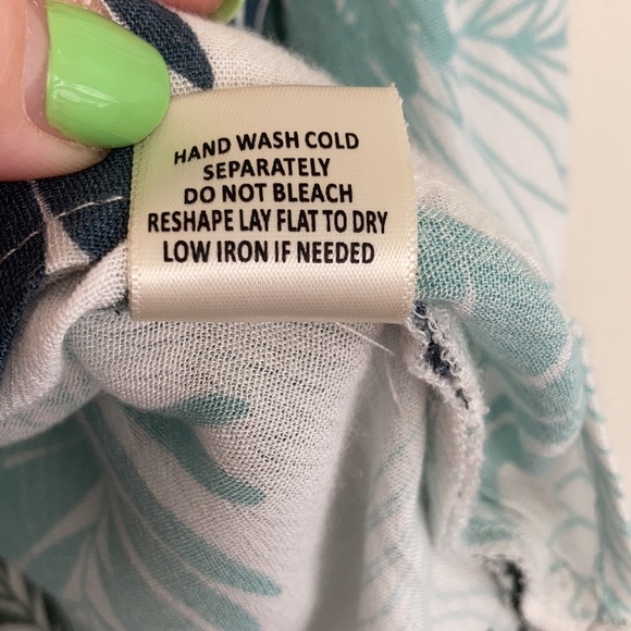 Skies Are Blue Tropical Palm Gauzy Ruffled Bat Wing Aloha Tie Top Size Large - Picture 5 of 10